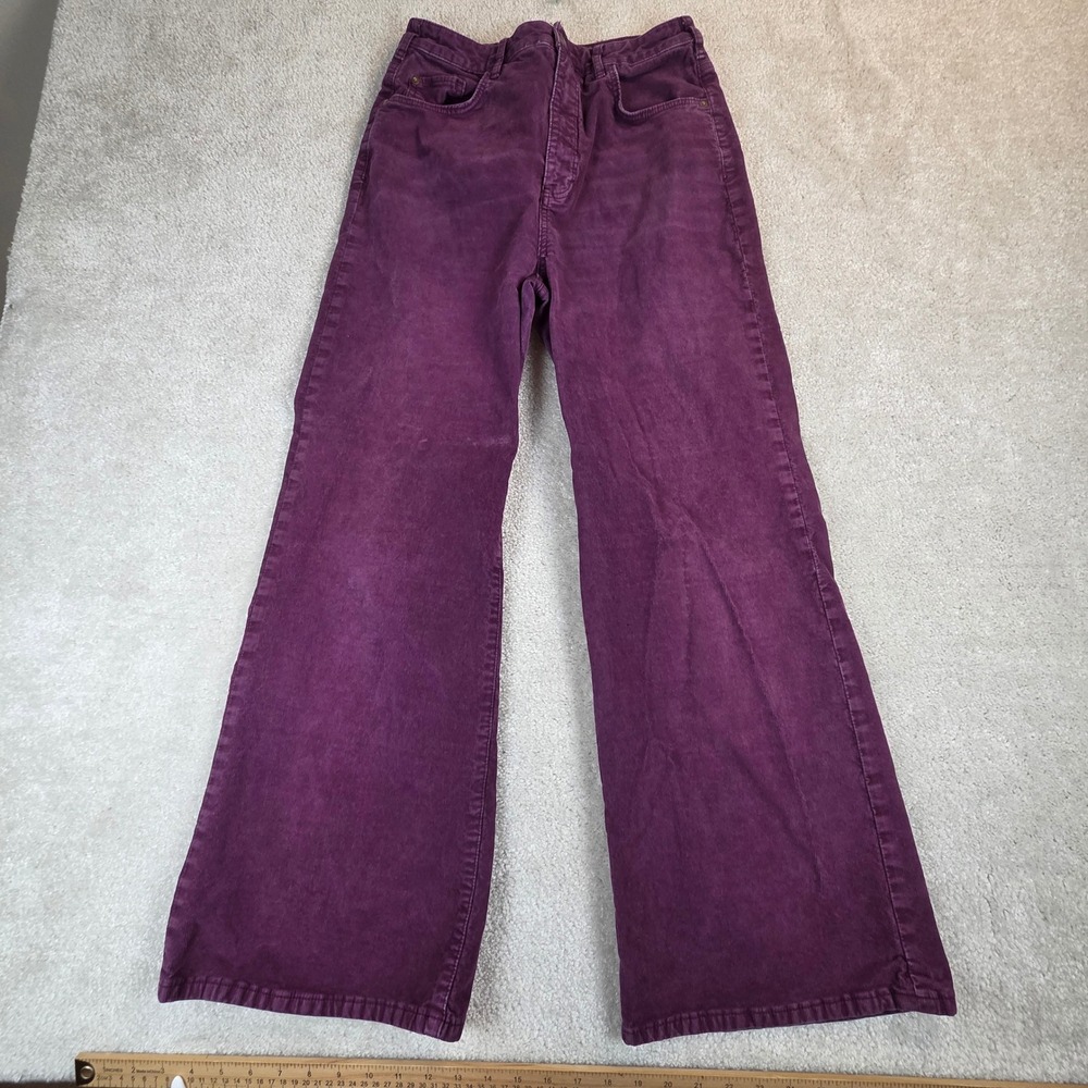Pilcro and the Letterpress Purple Corduroy Wide Leg High Rise Pants 30 (28x29)